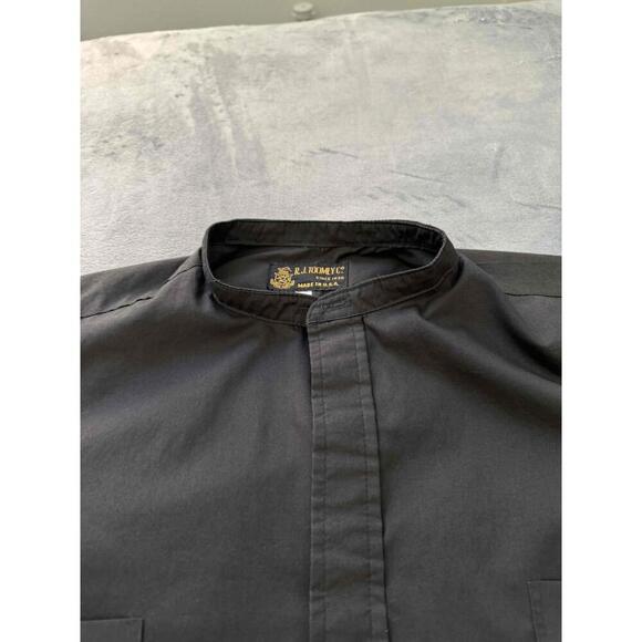 R.J. Toomey Co Black Mandarin Collar Chest Pocket Short Sleeve Buttonup Shirt 17 - Picture 4 of 9
